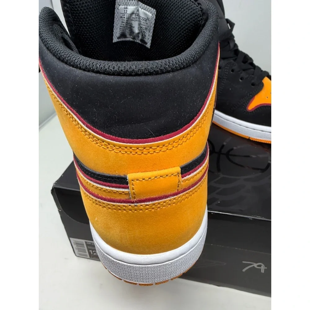 Jordan 1 Mid SE Black Vivid Orange Mens 12 FJ4923-008 W Box